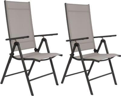 Lifetime Garden Tuinstoelen Santiago Set 2 Stuks – Opvouwbare Campingstoel met Aluminium Frame - Tuinstoel Verstelbaar in 7 Postities - Kampeerstoel - Klapstoelen van Textilene - Grijs