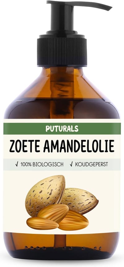 Puturals Amandelolie 100% Biologisch - 300ml - Koudgeperst en Puur - Zoete Amandelolie Voor Haar, Huid en Gezicht