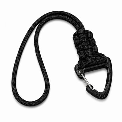 Travel Cords Keycord Zwart – Sleutelhanger met Clipsluiting – Nylon Polskoord – Voor Autosleutels, Telefoon & Pasjes – 21 cm