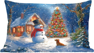 Sierkussens - Kussentjes Woonkamer - 60x40 cm - Kerstwonder - Winteravond - Kleurrijk