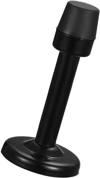 Hoogte deurstopper wandmontage 78 mm met schroeven, zinklegering en dempende rubberen bumper voor kamers, voordeuren en garages (zwart)