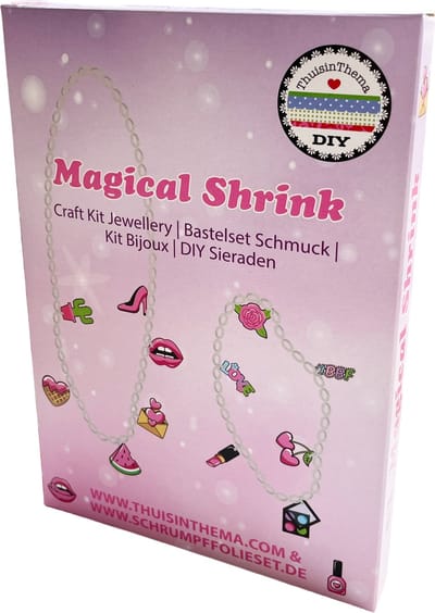 Sieraden Krimpie Dinkie Pakket Pink - Krimpfolie Knutselpakket - Krimpfolie vellen - Krimpfolie Sieraden maken - knutselen meisjes