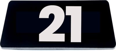 Nummerplaatje 21 - 80 x 50 x 1,6 mm - Zwart/wit - incl. 3M-tape | Nummerbordje - Deur en kamernummer - brievenbusnummers - Gratis verzending - 5 jaar garantie