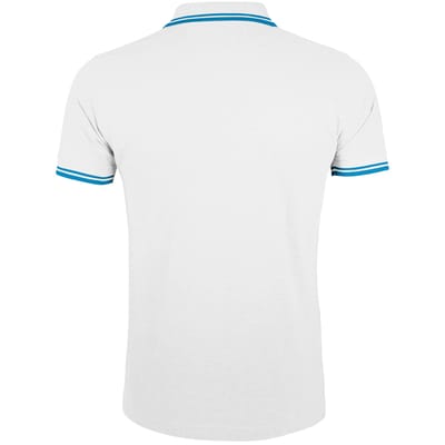 SOLS Heren Pasadena getipt korte mouw Pique Polo Shirt (Wit/Aqua Blauw)