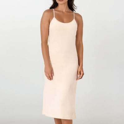 Onderjurk Dames - Nachtjurk - Slaapjurk - Anti-statisch - Beige - Microfiber - Lang (120CM) - Maat S/M