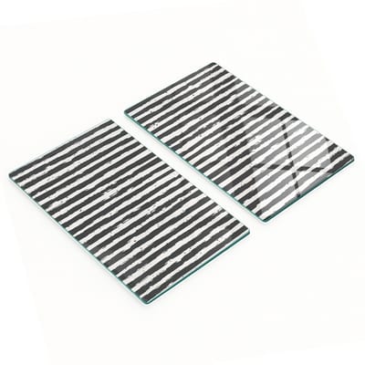 Set van gehard glazen snijplanken met een gestreept patroon, 2x30x52 cm