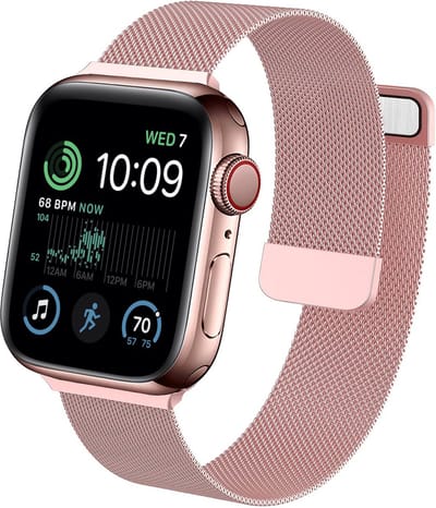 Bandje geschikt voor Apple Watch 41 mm / 40 mm Series 8 / SE 2022 - Roségoud Milanese Band