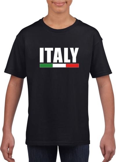 Zwart Italie supporter t-shirt voor heren - Italiaanse vlag shirts 110/116