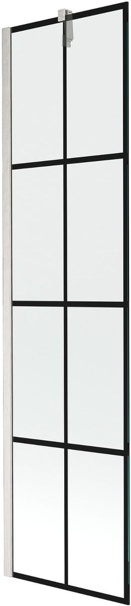 Mexen Next badwand 1-deurs 50 x 150 , zwart raster, geborsteld nikkel - 895-050-000-00-77-97