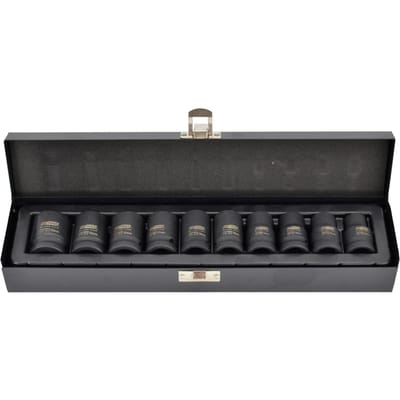 AWTools - Set van Slagmoersleutels 1/2" - 10 Delig - Chroom-Molybdeen - Ergonomische Koffer