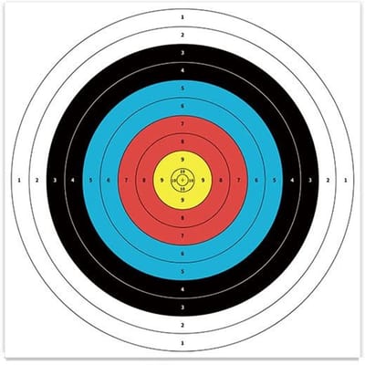 Dailygoods- Dartboard Papier 10 Stuks - 40 x 40 cm - Gecoat Papier - Schietdoelen - Schietoefeningen - Duidelijke Druk - Niet Breekbaar - Doelpapier