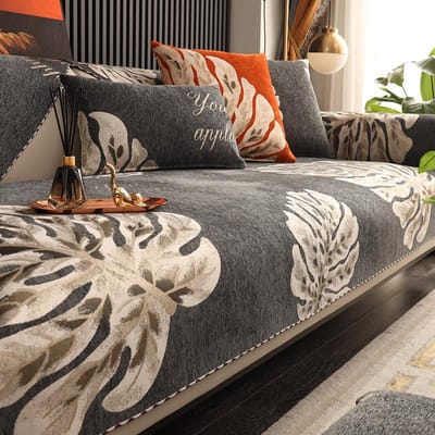 Moderne Chenille Jacquard Bankhoes Woonkamer Antislip Bankdoek Bankkussen L-vormig Hoekbankmat Zitkussen Huisdecoratie 30x50cm pillowcase grijs