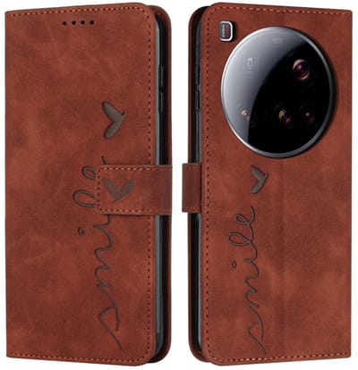 Coverup Hoesje - Geschikt voor Xiaomi 15 Ultra Hoesje - Coverup Smile Book Case - Bruin