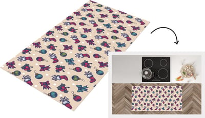 Keukenloper - Loper keuken - Patronen - Kerst - Kerstballen - Strik - 120x60 cm - Keukenloper vinyl