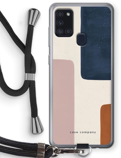 Case Company® - Hoesje met koord geschikt voor Samsung Galaxy A21s hoesje met Koord - Geo #5 - Telefoonhoesje met Zwart Koord - Bescherming aan alle Kanten en Over de Schermrand