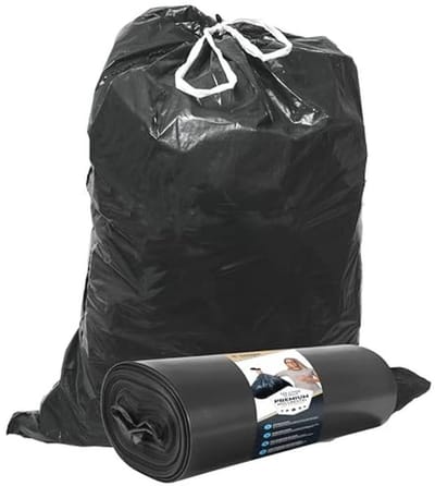 Zwarte Vuilniszakken 120L met Trekband - XXL Scheurvast - 40 µ Sterk - Gerecycled LDPE - Grote Huishoudelijke en Commerciële Vuilniszakken - 25 Stuks