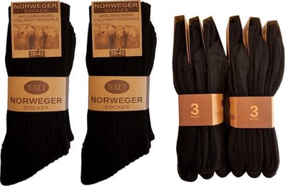 Noorse Sokken Zwart - 6 paar - Maat 39-42
