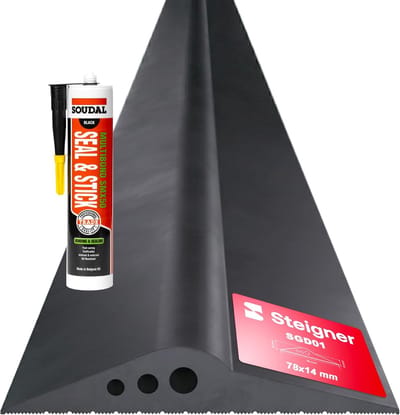 Garagedeur Afdichting - Vloerprofiel Tochtstrip - Garage Vloer Afdichten - Flexibel EPDM Rubber - 14 x 78 mm - Zwart