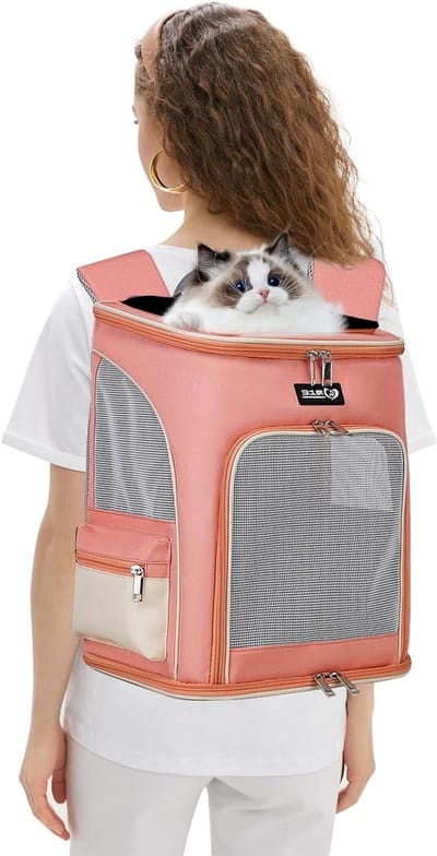 Huisdier Rugzak - Draagtas - Veilig Vervoer - Ademend Mesh - 31x26x39 cm - Roze