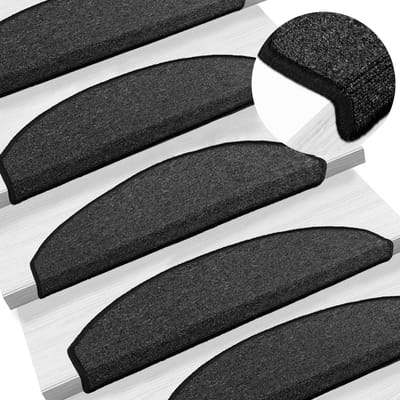 vidaXL - Zelfklevende - trapmatten - 15 - st - 80 - x - 24,5 - x - 3,5 - cm - Antraciet