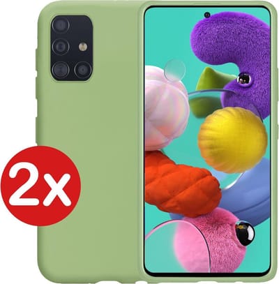 Hoesje - 2 Stuks - Geschikt voor Samsung Galaxy A51 - Sterk & Shockproof - Telefoonhoes - Back Cover - Case Siliconen - Telefoon Hoes - Groen