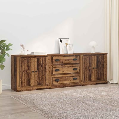 vidaXL - Dressoirs - 3 - st - Oud - hout - 210 - x - 35,5 - x - 67,5 - cm - Bewerkt - hout