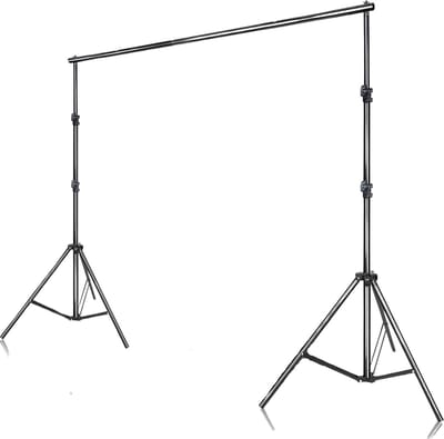 Achtergrondsysteem voor Fotostudio - Achtergrondstandaard - Achtergronddoek standaard - 3x2,6 m - In hoogte verstelbaar - Aluminium Zwart