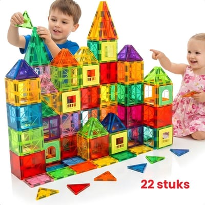 Cheqo® Magnetische Tegels - Magnetische Bouwtegels - Magnetisch Speelgoed - Magnetische Bouwstenen - Magnetische Bouwblokken - Magnetisch Constructiespeelgoed - Magnetisch Bouwspeelgoed - Magnetische Bouwset