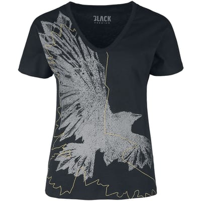 Black Premium by EMP T-shirt - T-Shirt mit Rabenprint - S tot 3XL - voor Vrouwen - zwart