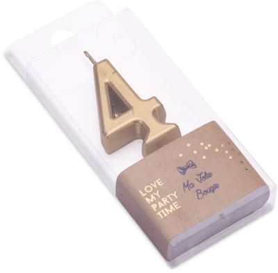 ARTYFETES - Verjaardagskaars cijfer 4 metallic goud 4,3 cm van was