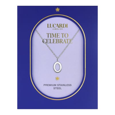 Lucardi Dames Stalen ketting letter O - Ketting - Staal - Zilverkleurig - 47 cm