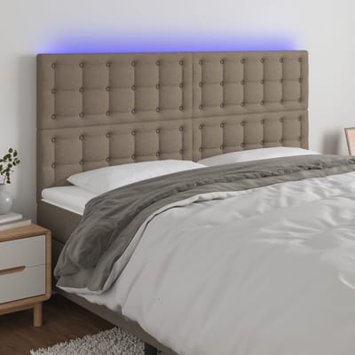 vidaXL - Hoofdbord - LED - 160x5x118/128 - cm - stof - taupe