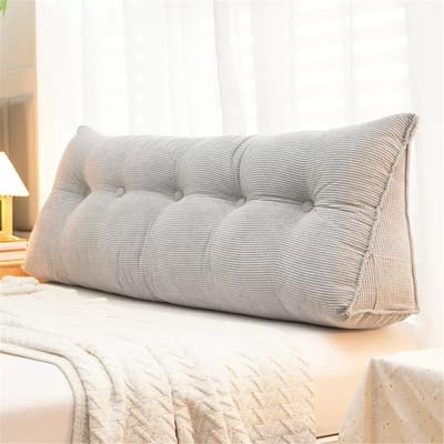 Hoofdkussen Bed - Leeskussen Rugsteun - Comfortabel Zitten - Met Opbergvakken - 100 tot 200cm - Zilver