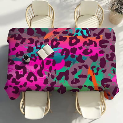 Kleur Luipaardprint Tafelkleed Feestdecoratie Eetkamer Huis Keuken Terrassen Waterdicht Vlekbestendig Tafelkleed 100x140cm