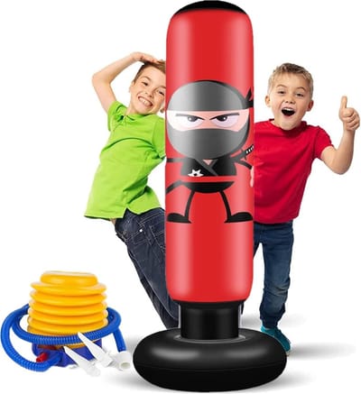 Opblaasbare Ninja Bokszak voor Kinderen 160cm - Met Luchtpomp - MMA Karate Taekwondo - Energie Verlichten - Oefenen - Kinderen