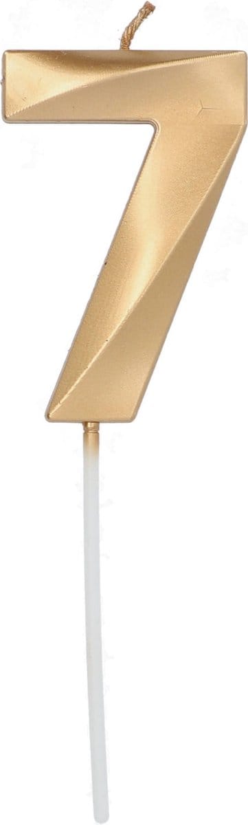 Folat - Kaars Glamour Goudkleurig Metallic - cijfer 7