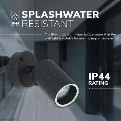 HOFTRONIC - Voordeelverpakking van 2 Lago Wandlampen kantelbaar - IP44 waterdicht voor binnen en buiten - GU10 5 Watt 400 Lumen - 2700K Warm wit licht - Zwart - Dimbaar - Wandspot voor tuin, badkamer, slaapkamer