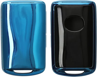 kwmobile autosleutel hoesje geschikt voor Mazda 3-Knoppen CX30 CX50 CX60 CX90 MX-30 hoes - TPU autosleutel behuizing - Beschermende auto sleutel case - Sleuteletui in hoogglans Blauw