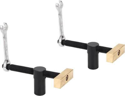 Verstelbare Klemmen voor Houtbewerking, 2 Sets RVS en Messing Blok Klemmen voor Werkbank met Sleutel en Hoekstop voor 19/20MM Gaten