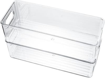 Famanu – set van 2, koelkast-opbergdozen, organizer, voorraaddozen met handvat, transparant, voor keuken, koelkast, kasten, cosmetica, kantoormateriaal
