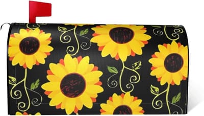 Brievenbus Decoratie - Postvak Cover - Buiten Decoreren - Magnetische Bevestiging - Standaard Maat - Bloemen Zonnebloem