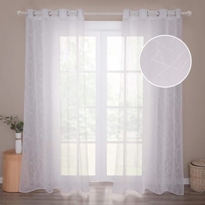 Allecto plus - Transparante Voile Gordijnen voor Woonkamer | 260 x 140 cm | Wit | Set van 2 | Moderne Raamdecoratie