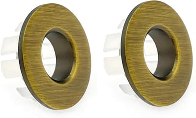 Allecto Plus - 2x Metalen wastafel overloopring - Messing - Koper - Badkamer en keuken - Wastafel kom - Insert plug - Ronde cover - Trim - Vervanging - Overloopgat - Ring