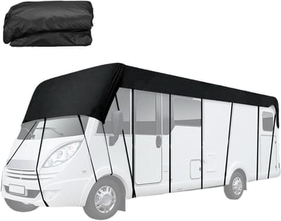 Caravan Dakzeil - RV Dakbeschermer - Bescherming tegen Weer - Waterdicht Oxford Doek - 6.5 x 3 Meter - Zwart