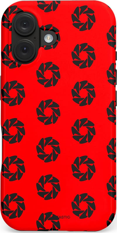 Casetastic hoesje geschikt voor Apple iPhone 16 - MagSafe - Dubbellaagse bescherming - Zwarte Sterren op Rood - Fashion Case - Rood Zwart