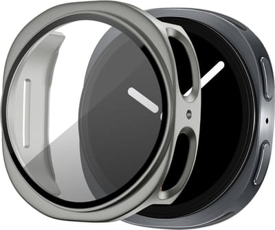 Bandz PC hard case hoesje met screenprotector - geschikt voor Samsung Galaxy Watch 9/8 - 44mm - beschermhoes van hard plastic - full cover (titanium goud)