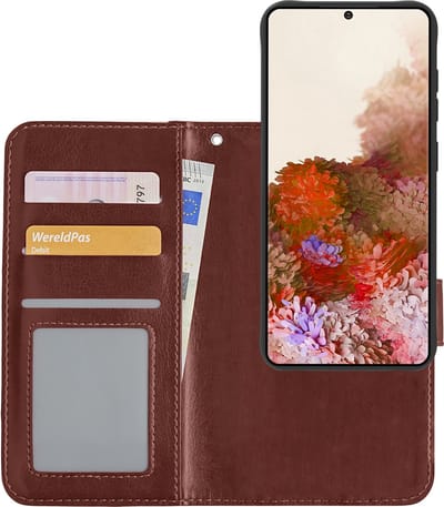 Hoesje - 2 in 1 - Geschikt voor Samsung Galaxy S20 - Met Uitneembare Hard Cover - Bookcase - Wallet Case - Met Pasjeshouder - Book Case - Uitneembaar - Pashouder - Kunstleer - Bruin