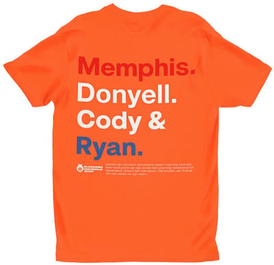 Oranje WK-EK Back T-shirt Memphis, Donyell, Cody & Ryan XS