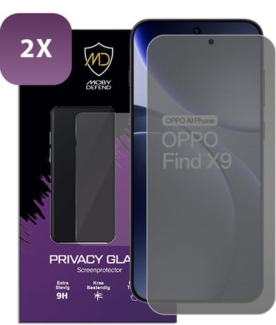 2-Pack MobyDefend Screenprotectors - Geschikt voor Oppo Find X9 - HD Privacy Glass Screensavers