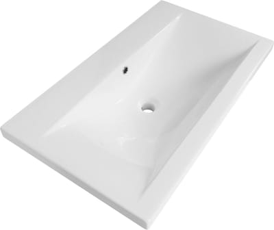 Saniclass Bari Meubelwastafel - 80x47x3.5cm - overloop - 1 wasbak - zonder kraangat - keramiek - wit